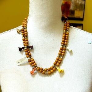 Hipchik Women’s Couture Brown Beaded Tassel Bohemian Necklace NWOB 24 inches